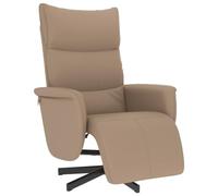Eleganz Sillón de relax con reposapiés en color marrón capuchino, cómoda otomana de piel sintética para salón y balcón, duradera y elegante, ideal para espacios pequeños