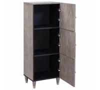 Eleganz Sistema de estanterías de madera maciza de mango 40 x 33,5 x 110 cm - Moderno diseño gris y dorado para salón, dormitorio, estantería estable para libros y decoración