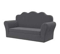Eleganz Sofá cama infantil de 2 plazas, color antracita, suave felpa para habitación infantil, 100% poliéster, cómodo y duradero, ideal para niños pequeños y bebés