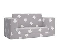 Eleganz Sofá cama infantil de 2 plazas gris claro con estrellas, felpa suave (100% poliéster) para habitación infantil y sala de estar, muebles acogedores para bebés y niños pequeños