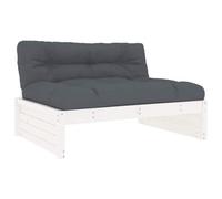 Eleganz Sofá central blanco 120 x 80 cm de pino macizo, muebles de jardín duraderos para terraza y jardín, perfecto para habitaciones pequeñas y familias