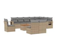 Eleganz Sofá de jardín de 11 piezas, polirratán con cojín, color beige, resistente a la intemperie y cómodo para jardín, terraza o balcón, muebles modernos para exteriores