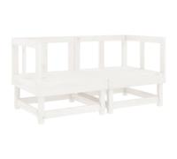 Eleganz Sofá esquinero de jardín 2 piezas, color blanco de pino macizo, muebles de jardín duraderos para terraza y jardín, perfectos para habitaciones pequeñas y familias