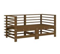 Eleganz Sofá esquinero de jardín de 2 piezas, de madera de pino maciza, color marrón miel, muebles de jardín duraderos para terraza y jardín, perfectos para habitaciones pequeñas y familias