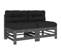 Eleganz Sofás medianos con cojines de madera de pino maciza, 2 unidades, color gris, muebles de jardín duraderos para noches acogedoras al aire libre