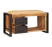 Eleganz Taburete de tocador de madera maciza de mango, 80 x 35 x 40 cm, marrón, elegante y práctico para dormitorio y salón