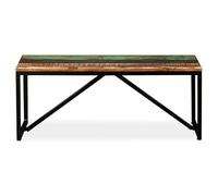 Eleganz Taburete de tocador de madera maciza reciclada con patas de acero, banco de 110 x 35 x 45 cm, duradero y respetuoso con el medio ambiente, para salón y dormitorio