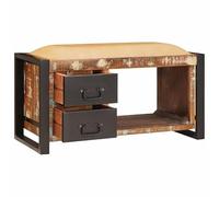 Eleganz Taburete de tocador de madera maciza recuperada - Banco con espacio de almacenamiento, multicolor, duradero y elegante para salón, dormitorio o pasillo