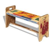 Eleganz Taburete de tocador de madera recuperada, banco Cola 100 x 30 x 50 cm, taburete rústico para dormitorio y salón, duradero y respetuoso con el medio ambiente, elegante asiento
