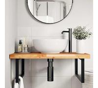 Eleganz Tapa de lavabo de madera maciza de acacia, tratada al aceite, 100 x 60 x 4 cm, duradera y elegante, para juegos de muebles de baño, aspecto natural y fácil de limpiar