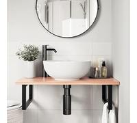 Eleganz Tapa de tocador con soporte de acero y madera de roble macizo, juego de muebles de baño para baño moderno, duradero y resistente al agua