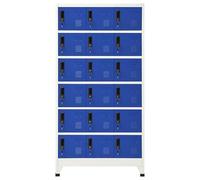 Eleganz Taquilla gris y azul, 90 x 40 x 180 cm, armario de acero para salón, almacenamiento estable con varios compartimentos, mueble moderno para una vida organizada