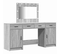 Eleganz Tocador con iluminación de espejo de 3 piezas gris de madera - Juego de muebles de dormitorio con iluminación, elegante y ahorra espacio para viviendas modernas