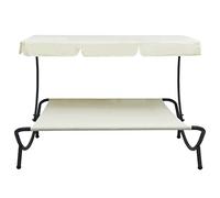 Eleganz Tumbona con toldo blanco crema - Cama de jardín para terraza y balcón, plegable y resistente a la intemperie, cómoda protección solar para días relajantes de verano