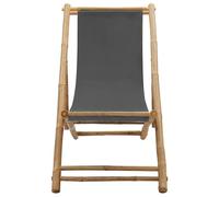 Eleganz Tumbona de bambú y lona gris oscuro - Tumbona de jardín con acabado natural, resistente y resistente a la intemperie para terraza, balcón o piscina