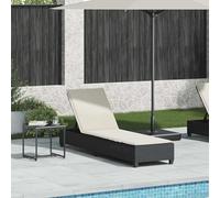 Eleganz Tumbona de ratán de polietileno con acero pulverizado, cama de jardín negra 55 x 200 x 25,5 cm, duradera y resistente a la intemperie, para terraza y jardín