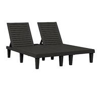 Eleganz Tumbona doble negra 155 x 138 x 83 cm de polipropileno, duradera cama de jardín para días soleados en el jardín