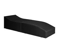 Eleganz Tumbona negra - Cama de jardín con cojín acolchado de ratán PE y marco de acero con recubrimiento en polvo - duradera y elegante para terraza y jardín