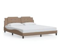 Eleganz Zadar - Estructura de cama de 180 x 200 cm, color marrón capuchino, moderna cama de piel sintética sin colchón para dormitorio, duradera y elegante