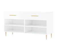 Eleganz Zapatero de color blanco brillante, 102 x 35 x 55 cm, moderno zapatero de madera y hierro para pasillo, entrada, ahorra espacio y es estable