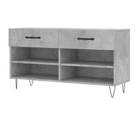 Eleganz Zapatero de madera y hierro - Banco para zapatos gris hormigón 102 x 35 x 55 cm - Almacenamiento estable para pasillo, entrada - Ahorra espacio y duradero