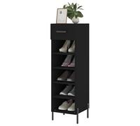 Eleganz Zapatero negro 30 x 35 x 105 cm - Moderno zapatero de madera, hierro y aleación de zinc para salón, pasillo o entrada, ahorra espacio y es estable
