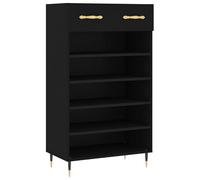 Eleganz Zapatero negro 60 x 35 x 105 cm de madera y hierro - Moderno zapatero para salón, pasillo o entrada, almacenamiento estable para zapatos y accesorios