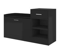 Eleganz Zapatero negro brillante de madera y piel sintética, zapatero con espacio de almacenamiento, 94,5 x 31 x 57 cm, moderno y estable para pasillo o entrada