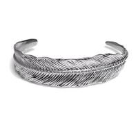 Elegatto Pulsera de plata con plumas de alta calidad para hombre, acero inoxidable de grado marino con detalles grabados a mano, joyería de diseñador para hombre, pequeña a mediana, Talla única, Acero