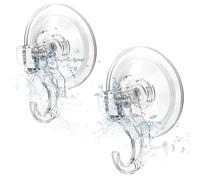 Elegear 2 Piezas Gancho Ventosa 3kg (Máx.) para Ducha, Baño, Ventana de Cocina, Ganchos de Plástico Resistentes Extraíbles a Presión, Ganchos Reutilizable Multiusos para Colgar al Vacío en Interiores
