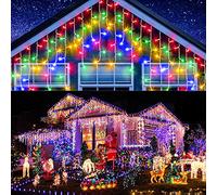 Elegear 20m 800 LED Cortina Luces Navidad Exterior con Enchufe Temporizador, Prolongable Impermeable Carámbano, Luz de Hadas de Colores para Natal Boda Fiestas Casa Jardín Patio Balcón, Multicolor
