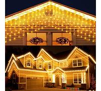 Elegear 4M x 0.6M Cortina Luces Navidad Exterior con Enchufe, Guirnaldas Luz Prolongable, 8 Modos Luz de Cascada para Natal Boda Fiestas Casa Jardín Patio Balcón Bar, 144 LED, Blanco Cálido