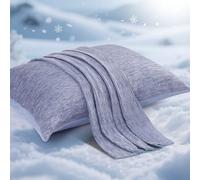 Elegear Funda Almohada Fria para Verano 2 Pack, Japanese Fibra de Enfriamiento ARC-Chill Q-MAX> 0,5,Suave Y Transpirable，Reducir la Electricidad Estática Proteger el Cabello(Azul,50×75 CM)