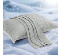 Elegear Funda Almohada Fria para Verano 2 Pack, Japanese Fibra de Enfriamiento ARC-Chill Q-MAX> 0,5,Suave Y Transpirable，Reducir la Electricidad Estática Proteger el Cabello(Gris,50×75 CM)
