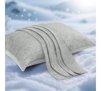Elegear Funda Almohada Fria para Verano 2 Pack, Japanese Fibra de Enfriamiento ARC-Chill Q-MAX> 0,5,Suave Y Transpirable，Reducir la Electricidad Estática Proteger el Cabello(Gris,40×80 CM)