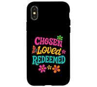 Elegido Amado Redimido Floral Cita Cristiana Fe Carcasa para iPhone X/XS