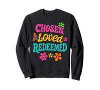 Elegido Amado Redimido Floral Cita Cristiana Fe Sudadera