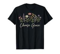 Elegir Gracia Christian Wildflower Jesús Fe Religiosa Camiseta