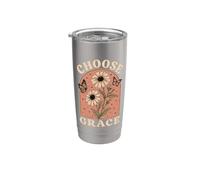 Elegir Gracia Cristiano Girasol Mariposa Fe Religi Vaso térmico de acero inoxidable de doble pared