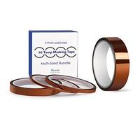 ELEGOO 4PCS Cinta de Alta Temperatura Polyimide Polyimide Múltiples Tamaños de Paquete de 1/8'', 1/4'', 1/2'', 1'' para Soldar, Recubrimiento en Polvo, Sublimación, Placa de Circuito Aislantes