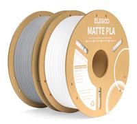 ELEGOO Filamento PLA MATE 1.75 2KG Blanco y Gris | Precisión Dimensional +/- 0.02mm, Carrete de Filamento 3D, para Mayoría Impresoras 3D