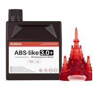 ELEGOO Resina ABS-Like 3.0 Plus 2kg Rojo transparente - Resina Fotopolímera UV 405nm de Curado Rápido con Alta Dureza y Tenacidad - Compatible con Impresión 3D LCD/DLP