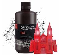 ELEGOO Resina Lavable con Agua 1kg Rojo transparente - Resina de Fotopolímero UV 405nm de Curado Rápido - Compatible con Impresoras 6D LCD