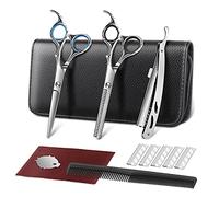 ELEHOT-Store Tijeras Peluqueria Profesional Acero Inoxidable con Navaja Kit Tijeras para Cortar Pelo y Entresacar 6CR Tijeras Pelo