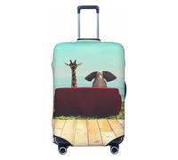 Elehpant And A Giraffe Looking At The Sea - Fundas protectoras elásticas para equipaje de 45,7 a 81,3 cm, Black, M