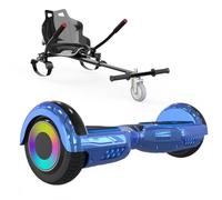 ELEKGO hoverboards para niños, hoverboard autoequilibrado de dos ruedas de 6,5 pulgadas con go-kart, con luces LED, altavoz Bluetooth para adolescentes (Blue+black KT)