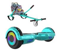 ELEKGO hoverboards para niños, hoverboard autoequilibrado de dos ruedas de 6,5 pulgadas con go-kart, con luces LED, altavoz Bluetooth para adolescentes (Green+green KT)