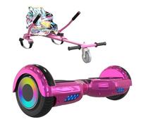 ELEKGO hoverboards para niños, hoverboard autoequilibrado de dos ruedas de 6,5 pulgadas con go-kart, con luces LED, altavoz Bluetooth para adolescentes (Pink+pink KT)