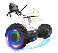 ELEKGO hoverboards para niños, hoverboard autoequilibrado de dos ruedas de 6,5 pulgadas con go-kart, con luces LED, altavoz Bluetooth para adolescentes
