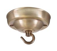 ElekTek Rosetón de techo 108 mm de diámetro con gancho, acabados metálicos con recubrimiento en polvo de colores para instalaciones de lámparas y candelabros colgantes Latón Envejecido